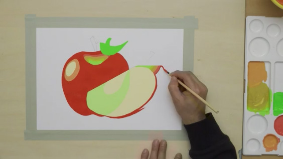平塗りでリンゴを描く